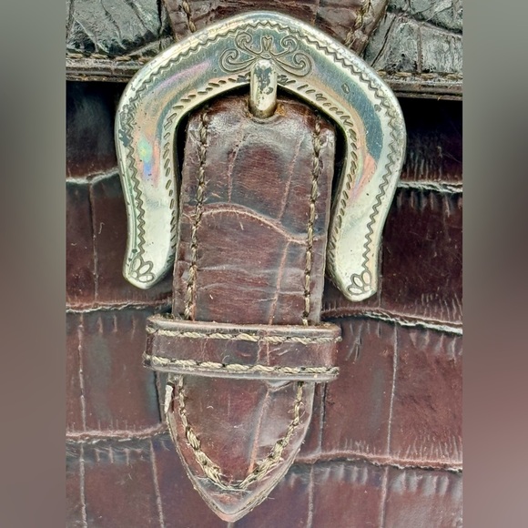 🌺Vintage 90s Brighton Donna Bag Tote Purse Brown Croc Buckle Heart Handbag🌸🌺 - Picture 12 of 16